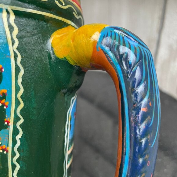 Isidoro Mexico Painted Stein Terracota Pitcher Magnet Wooden Spoon Floral Set - Picture 11 of 16